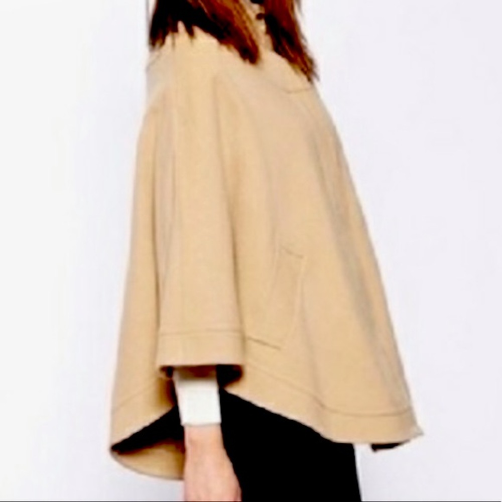 Helene Berman London cape poncho coat with tortoise shell buttons and pockets XS - Picture 2 of 14